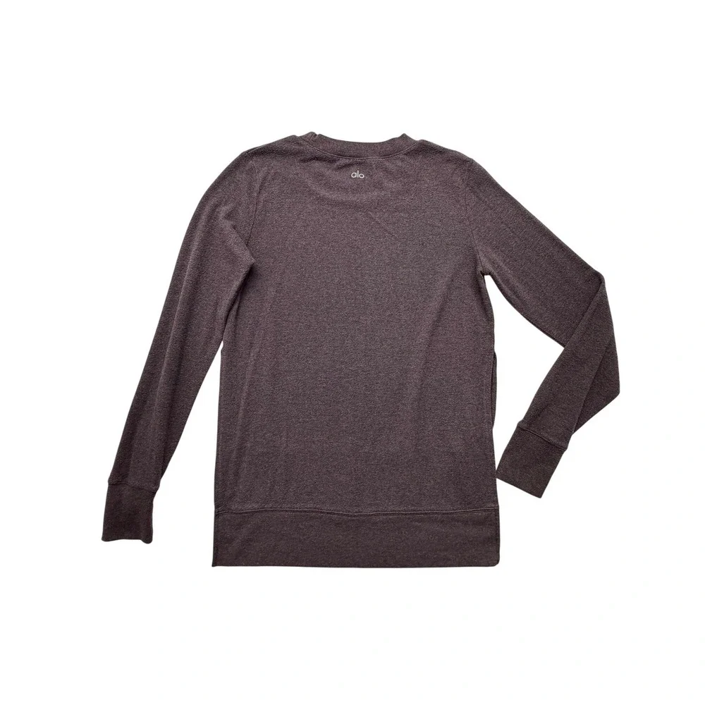 Alo Yoga Long Sleeve High Low Tunic Top Dark Plum Brown S